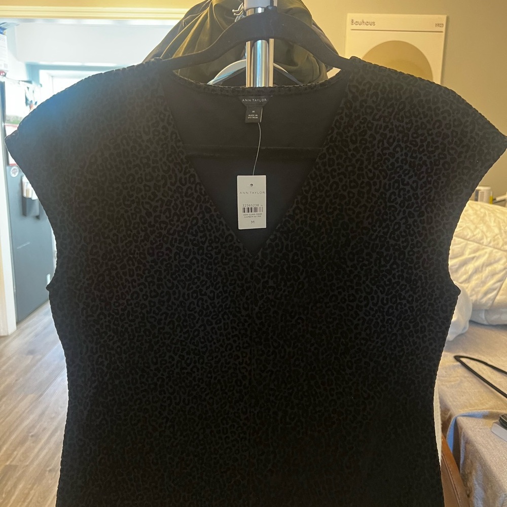 Ann Taylor velvet Black Animal Print top